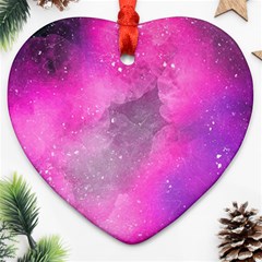 Purple Space Heart Ornament (two Sides) by goljakoff