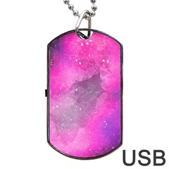 Purple Space Dog Tag Usb Flash (one Side) by goljakoff