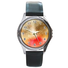 Golden Paint Round Metal Watch by goljakoff