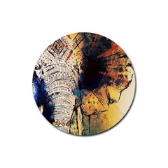 Elephant Mandala Rubber Round Coaster (4 Pack)  by goljakoff