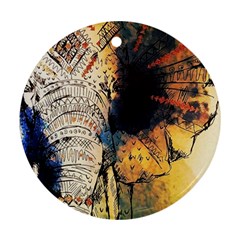 Elephant Mandala Round Ornament (two Sides) by goljakoff