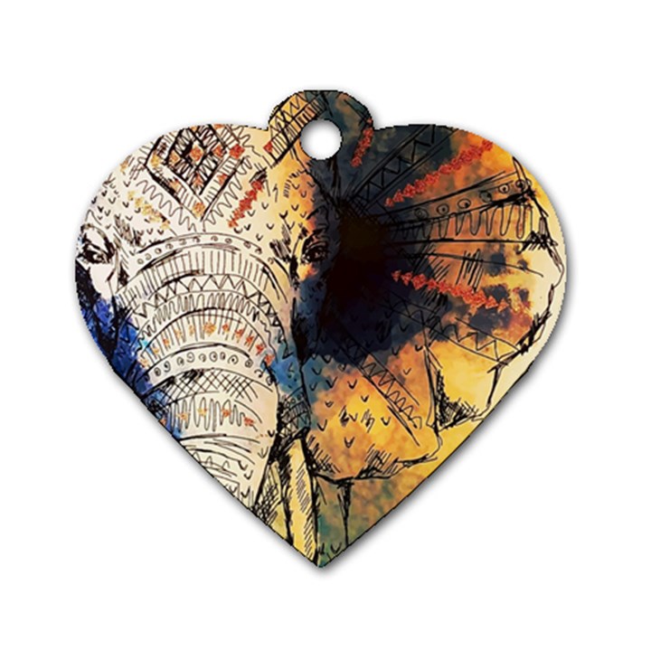 Elephant mandala Dog Tag Heart (Two Sides)