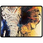 Elephant mandala Double Sided Fleece Blanket (Large)  80 x60  Blanket Front