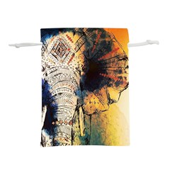 Elephant Mandala Lightweight Drawstring Pouch (l) by goljakoff