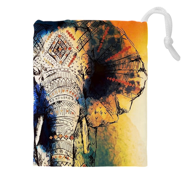 Elephant mandala Drawstring Pouch (4XL)