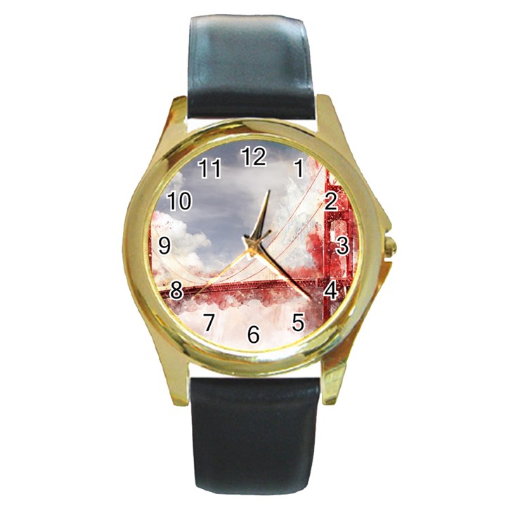 Golden bridge Round Gold Metal Watch