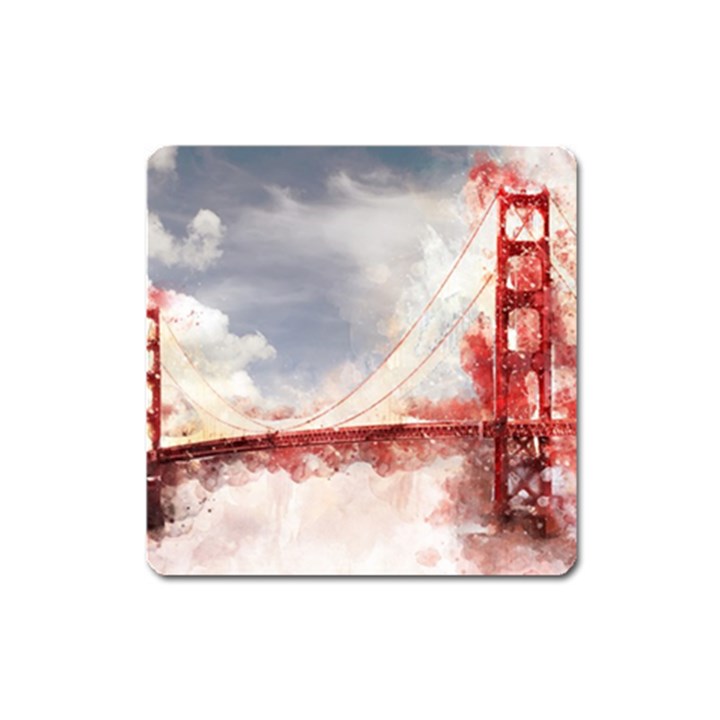 Golden bridge Square Magnet