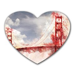 Golden Bridge Heart Mousepads by goljakoff