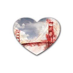 Golden Bridge Heart Coaster (4 Pack)  by goljakoff