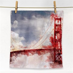 Golden Bridge Face Towel by goljakoff