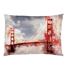 Golden Bridge Pillow Case by goljakoff