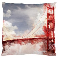 Golden Bridge Large Cushion Case (two Sides) by goljakoff