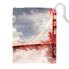 Golden Bridge Drawstring Pouch (5xl) by goljakoff