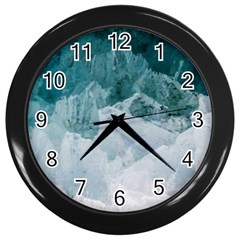 Blue Waves Wall Clock (black) by goljakoff