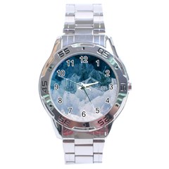 Blue Ocean Waves Stainless Steel Analogue Watch by goljakoff