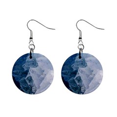 Blue waves Mini Button Earrings