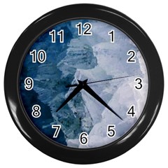 Blue Waves Wall Clock (black) by goljakoff