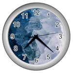 Blue waves Wall Clock (Silver) Front