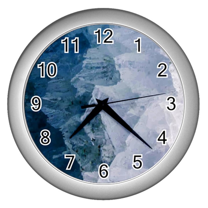 Blue waves Wall Clock (Silver)