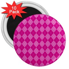 Pink Diamond Pattern 3  Magnets (10 Pack)  by ArtsyWishy