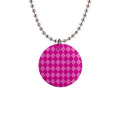 Pink Diamond Pattern 1  Button Necklace by ArtsyWishy