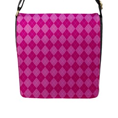 Pink Diamond Pattern Flap Closure Messenger Bag (l) by ArtsyWishy