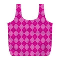 Pink Diamond Pattern Full Print Recycle Bag (l) by ArtsyWishy