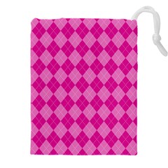 Pink Diamond Pattern Drawstring Pouch (4xl) by ArtsyWishy