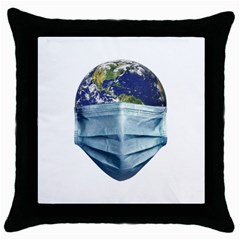 Earth With Face Mask Pandemic Concept Throw Pillow Case (black) by dflcprintsclothing