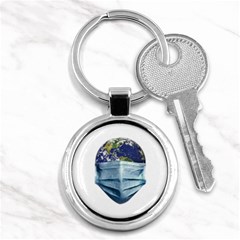 Earth With Face Mask Pandemic Concept Key Chain (round) by dflcprintsclothing