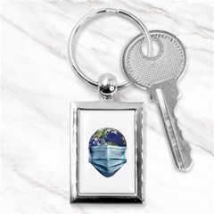 Earth With Face Mask Pandemic Concept Key Chain (rectangle) by dflcprintsclothing