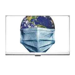 Earth With Face Mask Pandemic Concept Business Card Holder by dflcprintsclothing