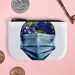 Earth With Face Mask Pandemic Concept Mini Coin Purse by dflcprintsclothing