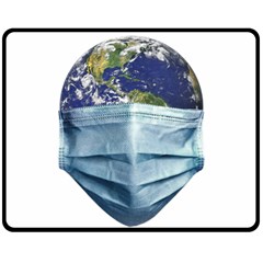 Earth With Face Mask Pandemic Concept Fleece Blanket (medium)  by dflcprintsclothing