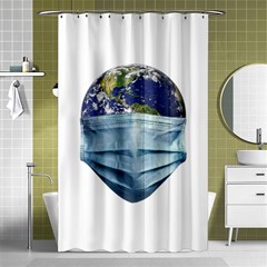 Earth With Face Mask Pandemic Concept Shower Curtain 48  X 72  (small)  by dflcprintsclothing