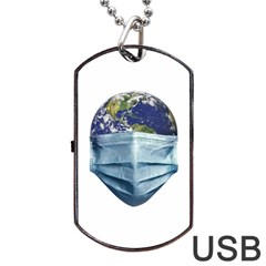 Earth With Face Mask Pandemic Concept Dog Tag Usb Flash (one Side)