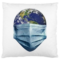 Earth With Face Mask Pandemic Concept Large Cushion Case (two Sides) by dflcprintsclothing