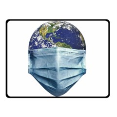 Earth With Face Mask Pandemic Concept Double Sided Fleece Blanket (small)  by dflcprintsclothing