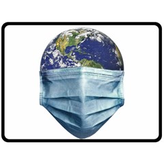 Earth With Face Mask Pandemic Concept Double Sided Fleece Blanket (large)  by dflcprintsclothing