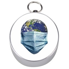 Earth With Face Mask Pandemic Concept Silver Compasses by dflcprintsclothing