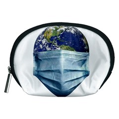 Earth With Face Mask Pandemic Concept Accessory Pouch (medium) by dflcprintsclothing