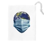 Earth With Face Mask Pandemic Concept Drawstring Pouch (5XL) Front