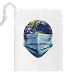 Earth With Face Mask Pandemic Concept Drawstring Pouch (5XL) Back