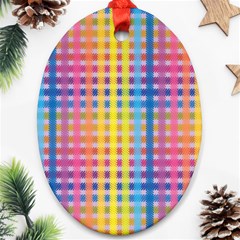 Digital Paper Stripes Rainbow Colors Ornament (oval)