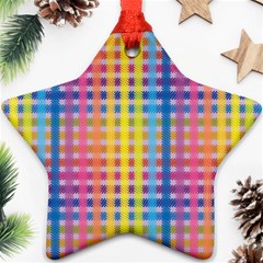 Digital Paper Stripes Rainbow Colors Ornament (star)