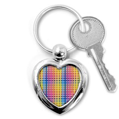 Digital Paper Stripes Rainbow Colors Key Chain (heart) by HermanTelo