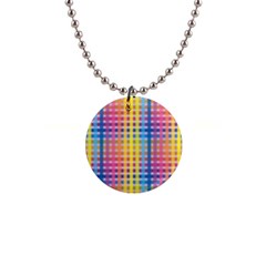 Digital Paper Stripes Rainbow Colors 1  Button Necklace