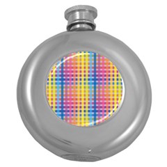 Digital Paper Stripes Rainbow Colors Round Hip Flask (5 Oz) by HermanTelo