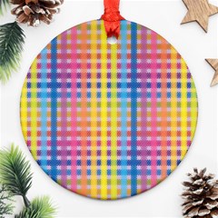 Digital Paper Stripes Rainbow Colors Round Ornament (two Sides)