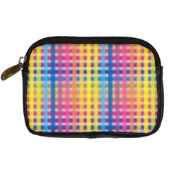 Digital Paper Stripes Rainbow Colors Digital Camera Leather Case